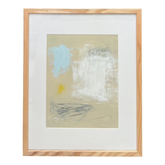 "Boardwalk" Contemporary Original Abstract Painting on Paper, Framed For Sale