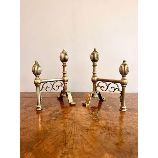 Antique Georgian Brass Fire Dogs, 1800, Set of 2 For Sale - Image 3 of 6