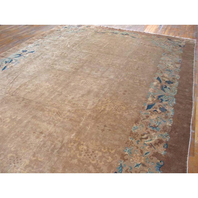 Wonderful Tan-Camel Background Color With Foliate Pattern Antique Chinese Peking Rug For Sale - Image 4 of 7