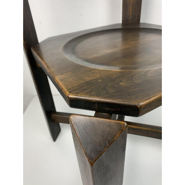 Brutalist Architectural Dining Chairs in Beech Wood, 1970s, Set of 4 For Sale - Image 16 of 18