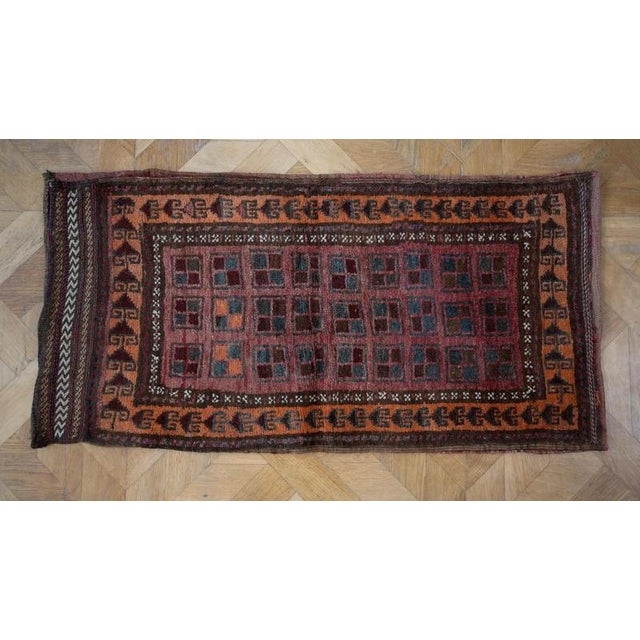 Afghan Chuval Hand-Knotted Sack Fabric Rug For Sale - Image 9 of 9
