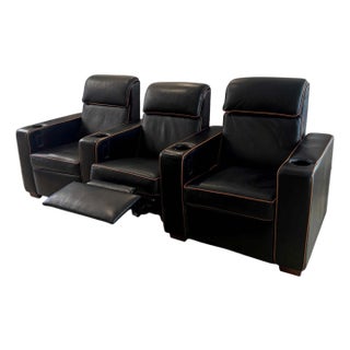 Leather Craft 2 or 3 Seat Reclining Sofa / Theater Seating For Sale