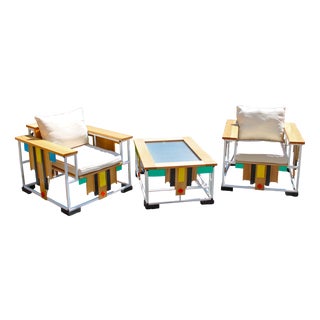 Armchairs and Table, Set of 3 For Sale