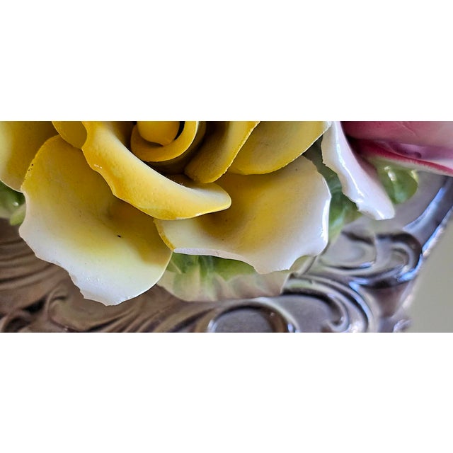 Vintage Italian Capodimonte Porcelain Rose Centerpiece Basket For Sale - Image 15 of 18