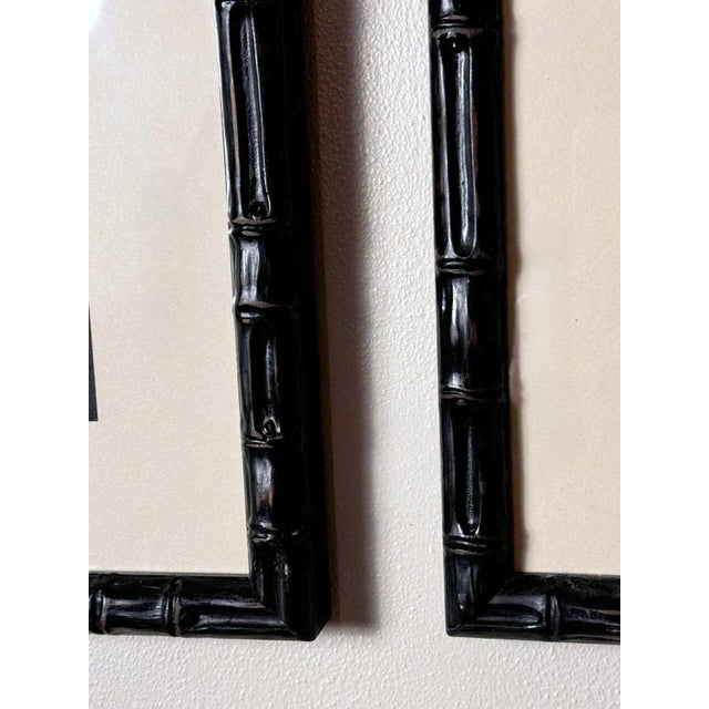 Pair “Faux Bamboo” Frames With Old Italian Shell Prints With Overwritten Text. For Sale - Image 11 of 12