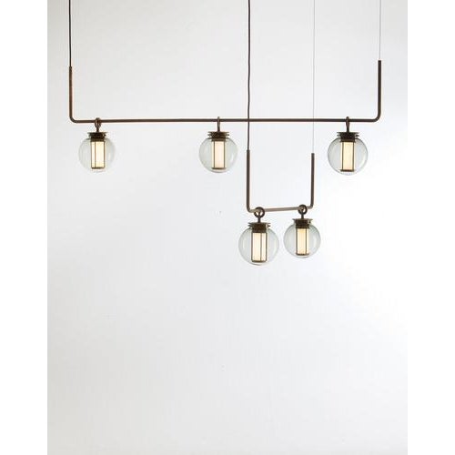 Bai T Pendant Light in Bronze with Transparent Glass Diffuser by Neri & Hu for Parachilna For Sale - Image 4 of 8