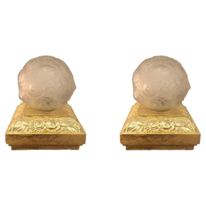 French Art Deco Floral Table Lamps Signed by Sabino - a Pair