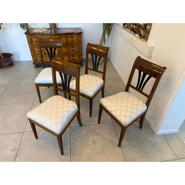 Wood Antique Biedermeier Armchairs in Walnut, Set of 4 For Sale - Image 7 of 11