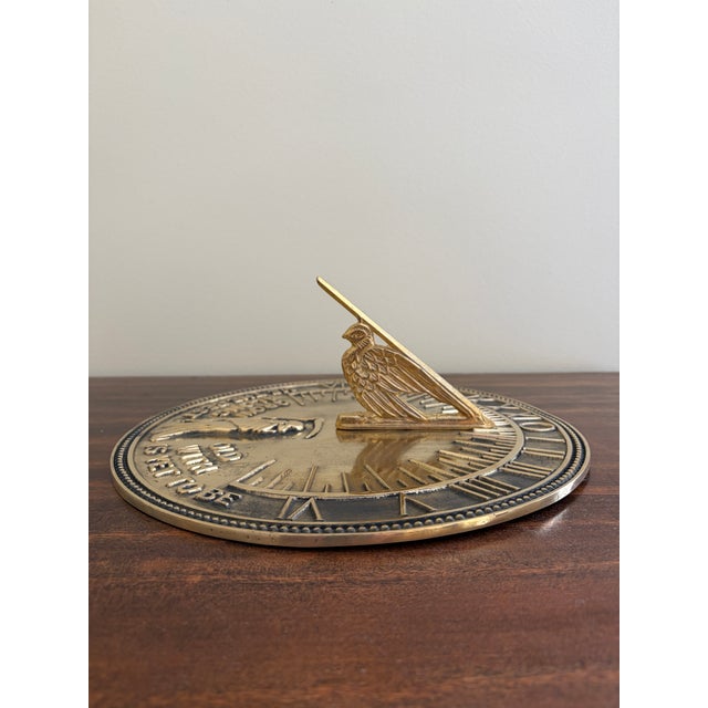Virginia Metalcrafters Vintage English Country Brass Garden Sundial "Grow Old Along With Me" For Sale - Image 4 of 7