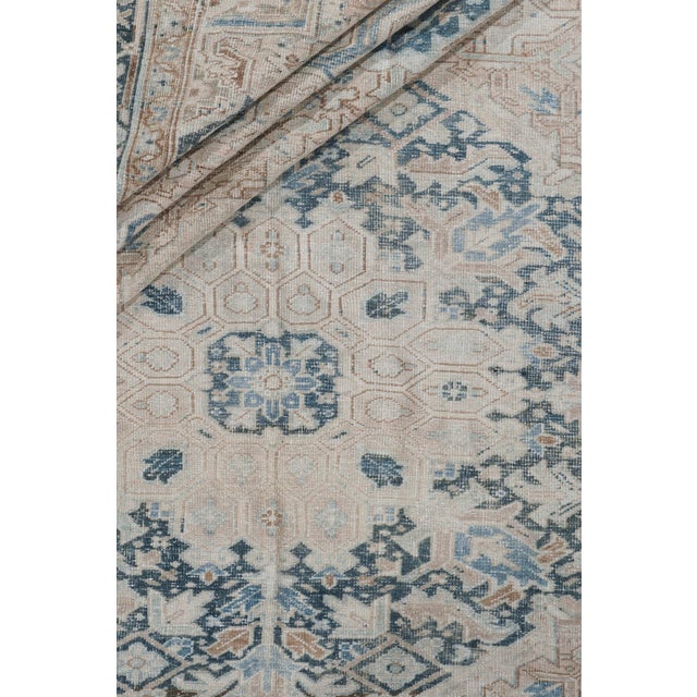 Shabby Chic Vintage Circa 1930 Beige Distressed Heriz Hand Woven Wool Rug, 9ft 4in X 13ft 8in For Sale - Image 3 of 6