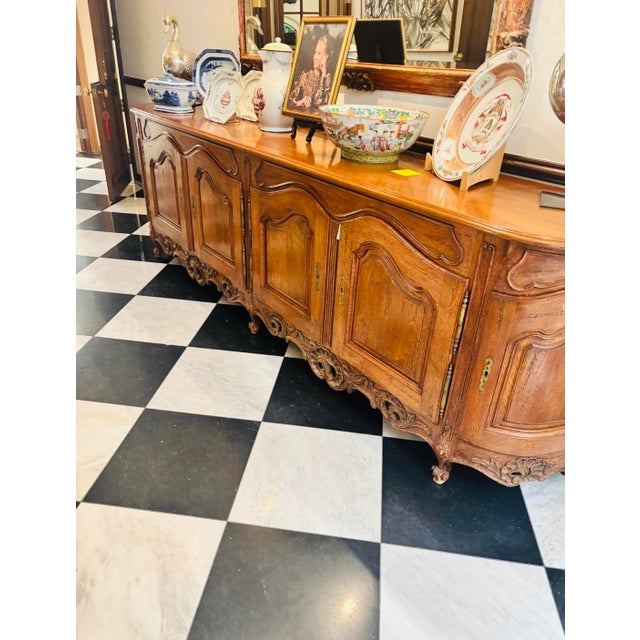 French Provincial Mid 20th Century Monumental 10-Foot French Louis XV Provincial Carved Walnut Enfilade Sideboard For Sale - Image 3 of 11