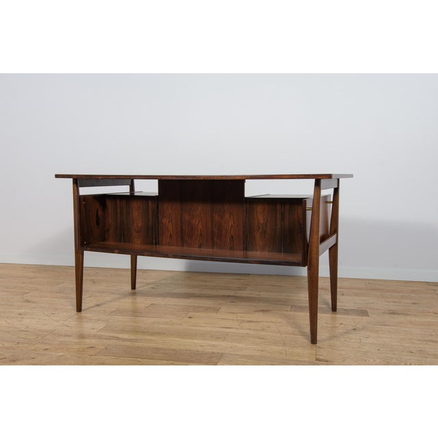 Brown Mid-Century Rosewood Desk by Gunnar Nielsen Tibergaard for Tibergaard, Denmark, 1960s For Sale - Image 8 of 18