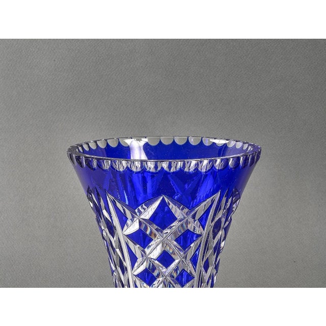 Mid-Century Modern Vintage Bohemian Cut Crystal Vase, 1960s For Sale - Image 3 of 5