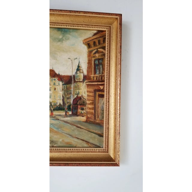 Brown 1970's Vintage Jedliezka Impressionist Paris Street Scene Oil Painting, Framed For Sale - Image 8 of 11