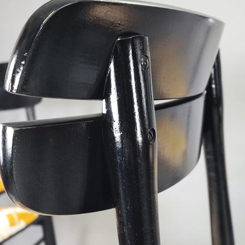 Italian Black Lacquered Chairs, 1950s, Set of 6 For Sale - Image 5 of 9
