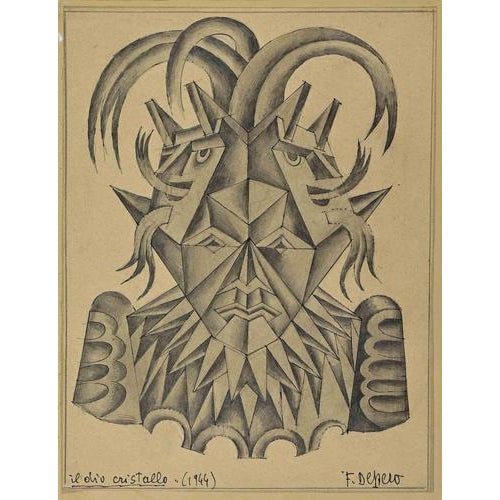 1940s Fortunato Depero, The Crystal God, Ink Drawing on Paper, 1944 For Sale - Image 5 of 5