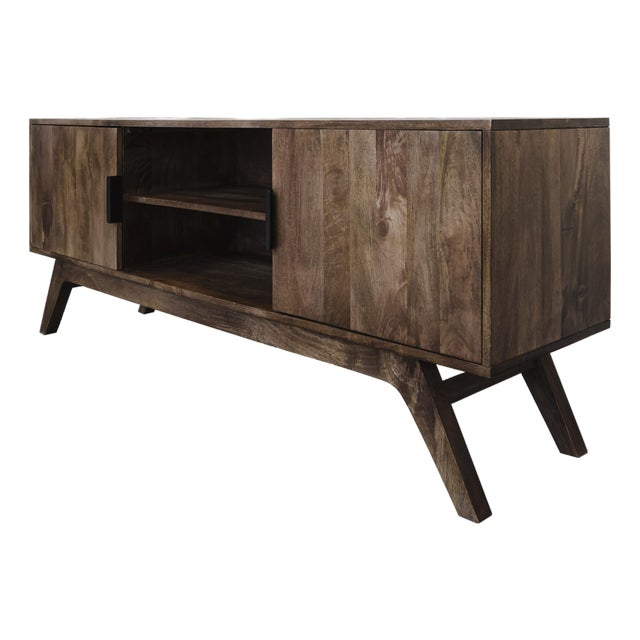 Mid-Century Modern Media Credenza Solid Hardwood For Sale