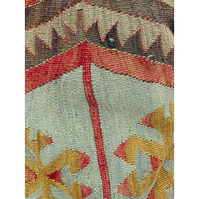 Shabby Chic Antique Kilim Turkish Wool Pillow For Sale - Image 3 of 4