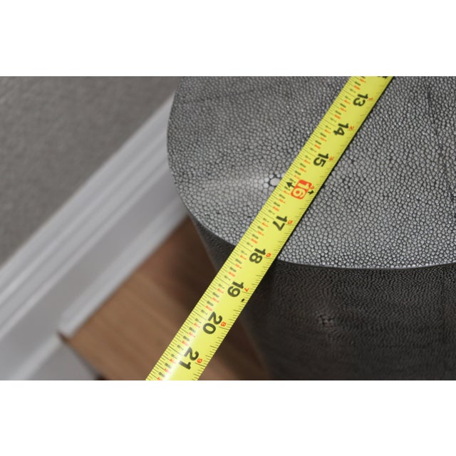 Wood Kidney Shaped Custom Made Pebbled Leather Side Table For Sale - Image 7 of 9
