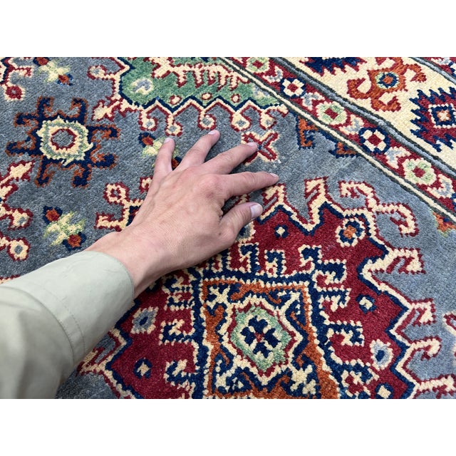 Gray, Cream and Red Kazak Wool Runner Rug, Tribal Hallway Rug, 2'10" X 6'7" For Sale - Image 11 of 15