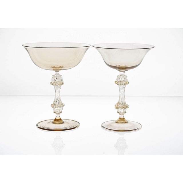 Champagne Glasses in Gold and Smoke from Cenedese, 1950s, Set of 12 For Sale - Image 17 of 18