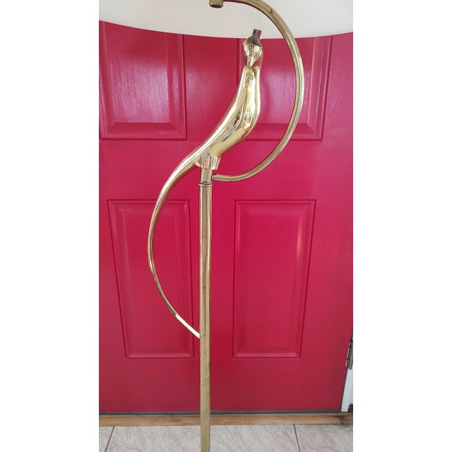 Metal Vintage Floor Lamp With Perched Brass Bird For Sale - Image 7 of 11