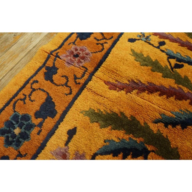 Textile 1920s Goldenord Floral Antique Chinese Art Deco Carpet 3'' X 5'6'' Knotted Wool Rug For Sale - Image 7 of 12
