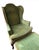 1960s Vintage Wingback Chair and Ottoman by Woodmark Originals in Green Velvet With Terracotta Piping, a Set For Sale - Image 5 of 13