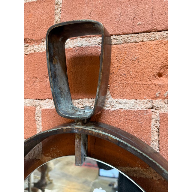 Vintage Oval Iron Frame Wall Mirror With Hanging Loop For Sale In Los Angeles - Image 6 of 10