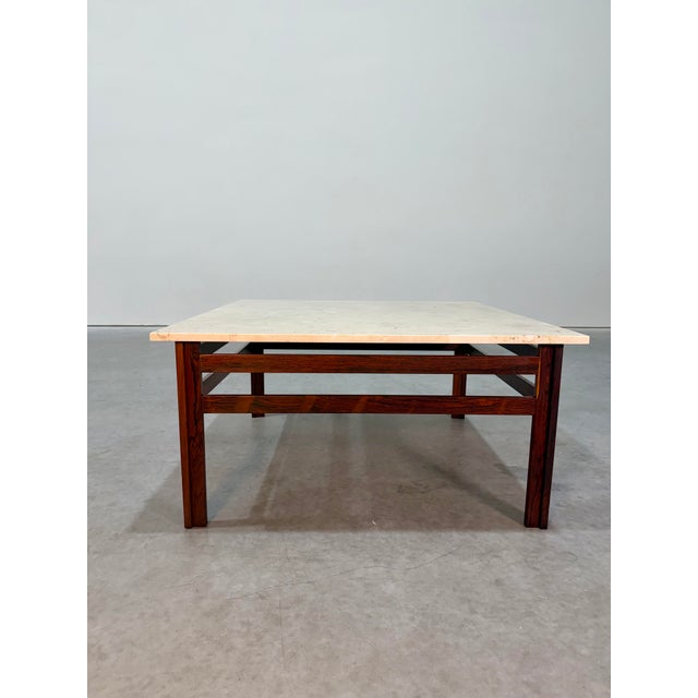 1960s 1960’s Danish Rosewood and Travertine Coffee and Side Table Set - Two Pieces For Sale - Image 5 of 12