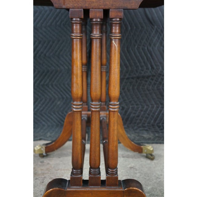 Antique English Regency Style Rosewood Mahogany & Brass Gallery Writing Table For Sale - Image 11 of 18
