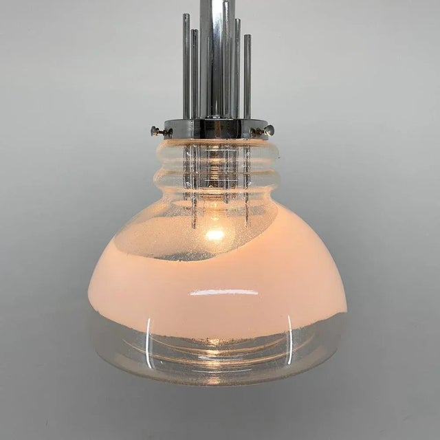 Murano Glass and Chrome Pendant by Mazzega, Italy, 1960s For Sale - Image 3 of 14