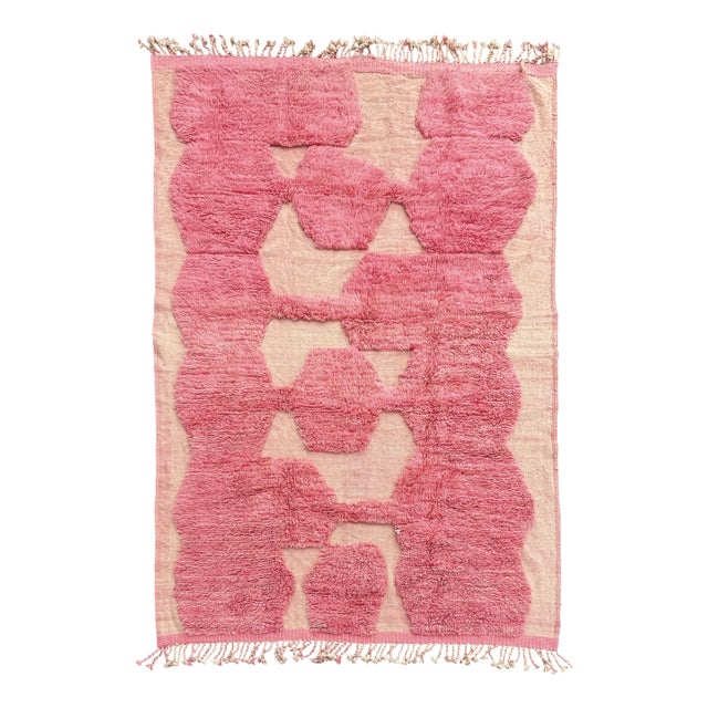 Pink Beni Mrirt Diamond Pattern Rug, 2010s For Sale