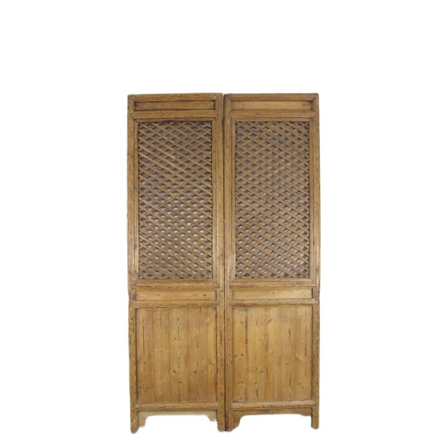 Early 20 Century Antique Chinese Screen Door - a Set of Lattice Screen Panels For Sale - Image 9 of 9