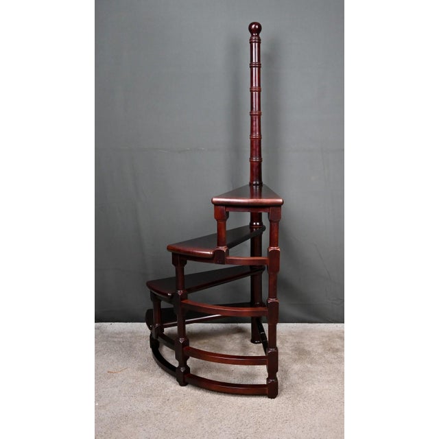 Library Staircase in Stained Beech, 1900s For Sale - Image 6 of 15