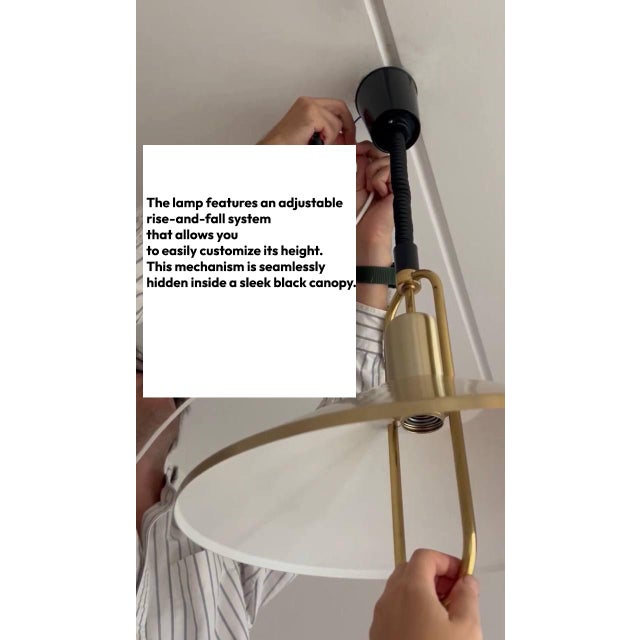 Danish Brass Rise and Fall Pendant Lamp, 1970s For Sale - Image 10 of 11