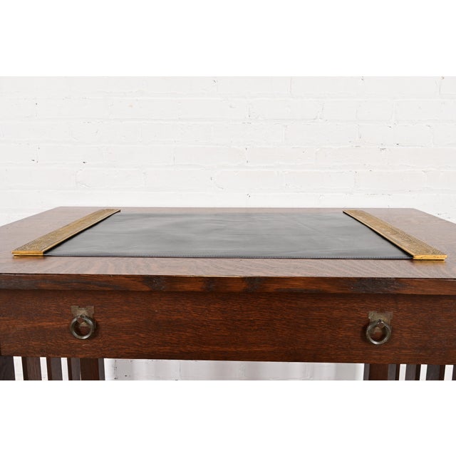 Tiffany Studios Tiffany Studios New York "Adam" Bronze Doré Blotter Ends With Leather Desk Blotter For Sale - Image 4 of 13