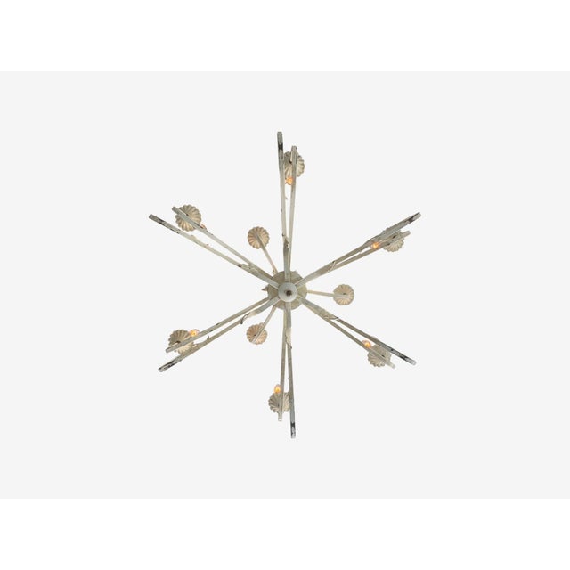 Mid Century Modern, White Painted Iron, Large Chandelier, Usa, 1960s For Sale - Image 10 of 10