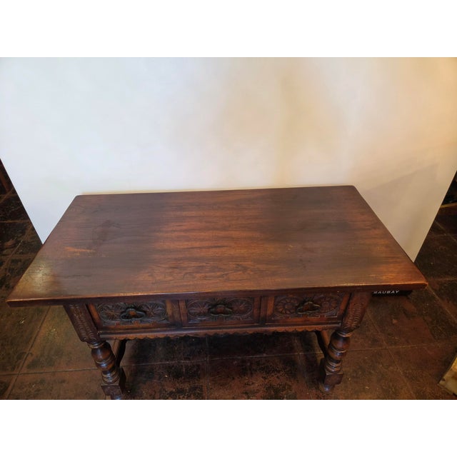 Carved Spanish Console in Renaissance Gothic Style Sideboard Server For Sale - Image 4 of 10