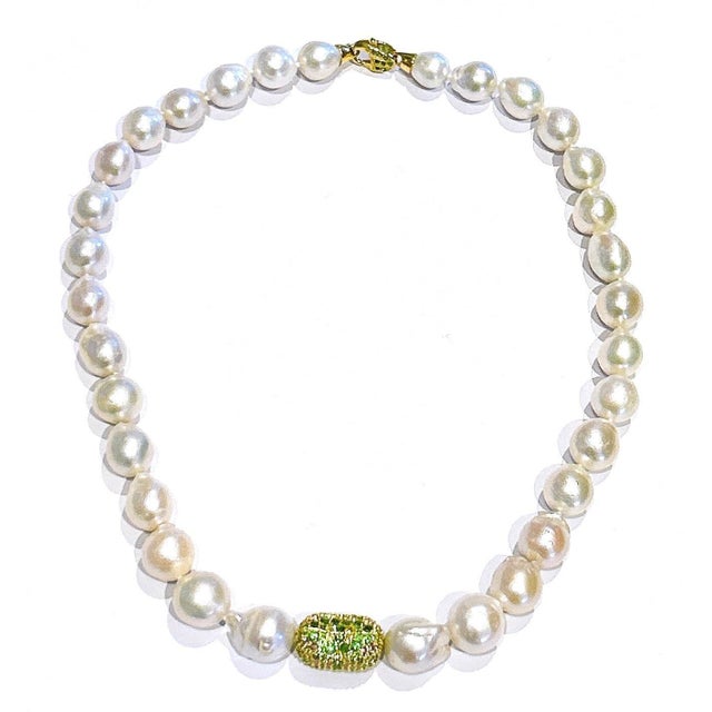 Bochic “Capri” Vintage Pearl & Multi Gem Necklace Set in 18K & Silver For Sale - Image 4 of 7