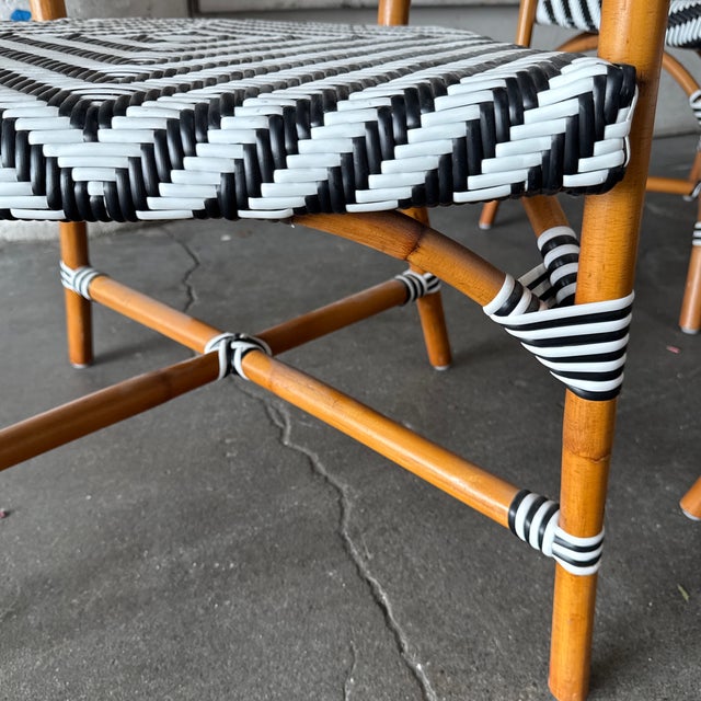 Cb2 Woven Rattan Bistro Dining Armchairs, Set of Six For Sale - Image 10 of 12