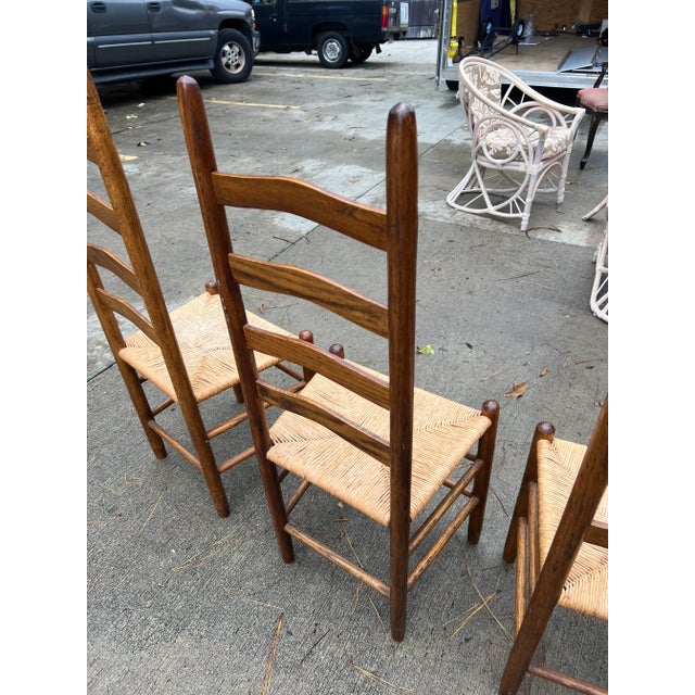 1970s Vintage Collection of Ladder-Back Chairs- Set of 4 For Sale In Atlanta - Image 6 of 12