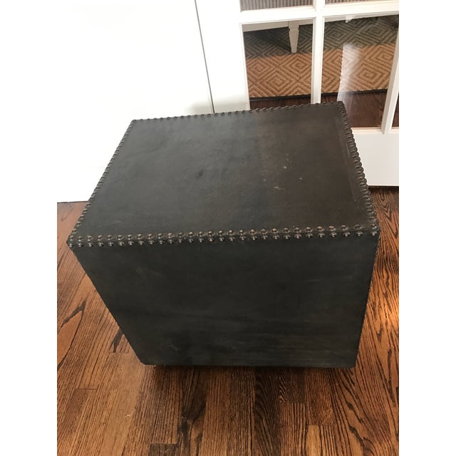 Wood 1980s Moroccan Leather Chest Vintage For Sale - Image 7 of 8