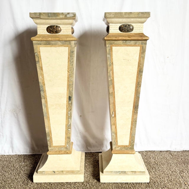 Postmodern Sculpted Tessellated Stone Pedestals - A Pair For Sale - Image 9 of 12