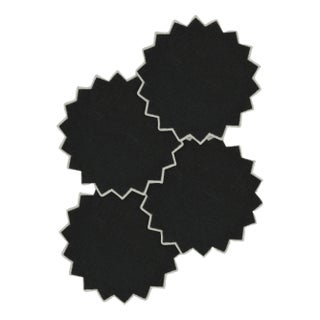 Triangu Black/White Linen Coasters by Los Encajeros, Set of 4 For Sale