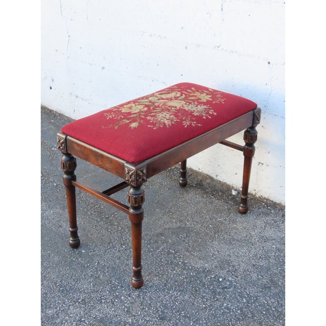 This charming Bench is made of wood, solid wood, veneer, and tapestry upholstery. This lovely Vanity Stool has Traditional...