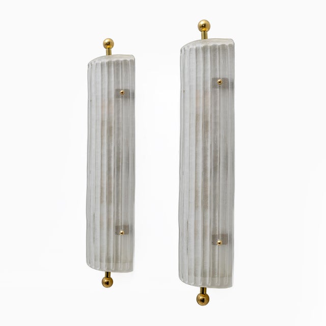 Italian Art Deco Style Murano Glass and Brass Sconces, 2000s, Set of 2 For Sale - Image 11 of 11
