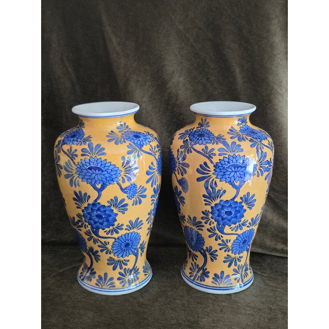 Add a striking pop of classic Chinoiserie charm to your mantle, console, or dining table with this vibrant pair of vintage...
