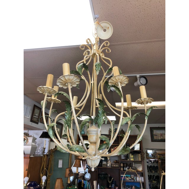 Large Vintage 1940s Italian Wrought Iron Chandelier For Sale - Image 9 of 9