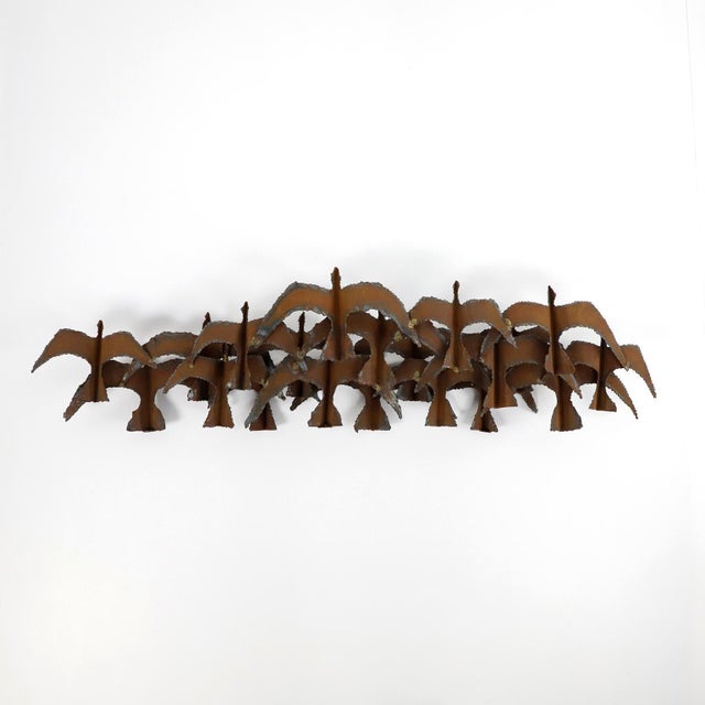 1960s Brutalist Brass Wall Sculpture in Seagull Forms For Sale - Image 5 of 7